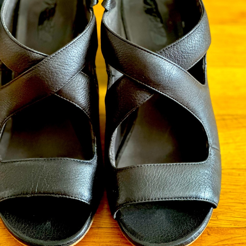 Marsell black leather sandals with block heel. Very comfortable and sexy shoes